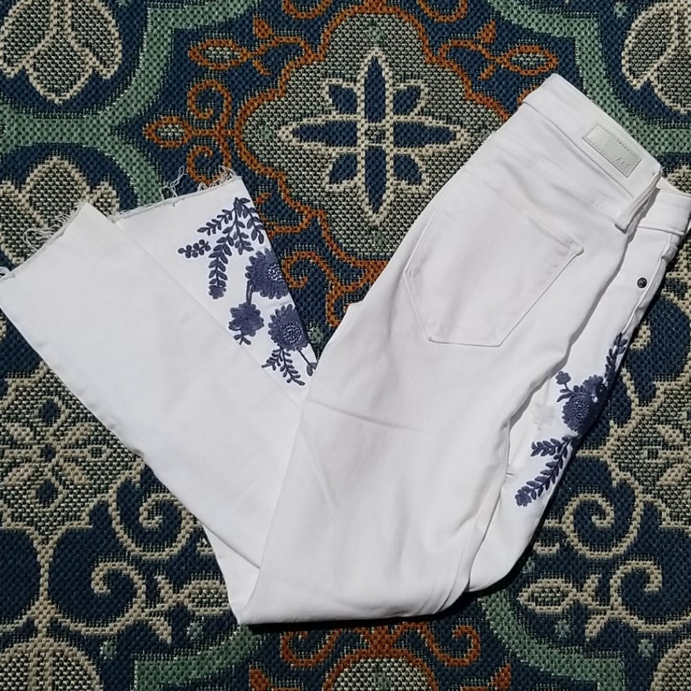 Abercrombie & Fitch Sz 00 White Embroidered Denim - Picture 1 of 5